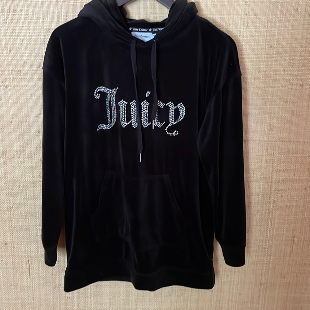 JUICY COUTURE longer black velour hoodie
